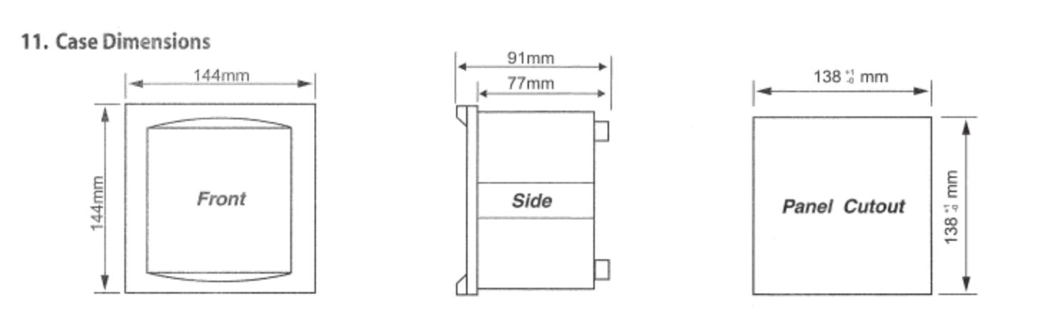 Kích thước bộ điều khiển tụ bù Shizuki