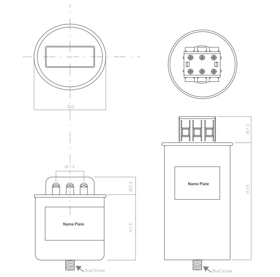 Bản vẽ kích thước tụ bù Mikro mã: MKC-445200KT