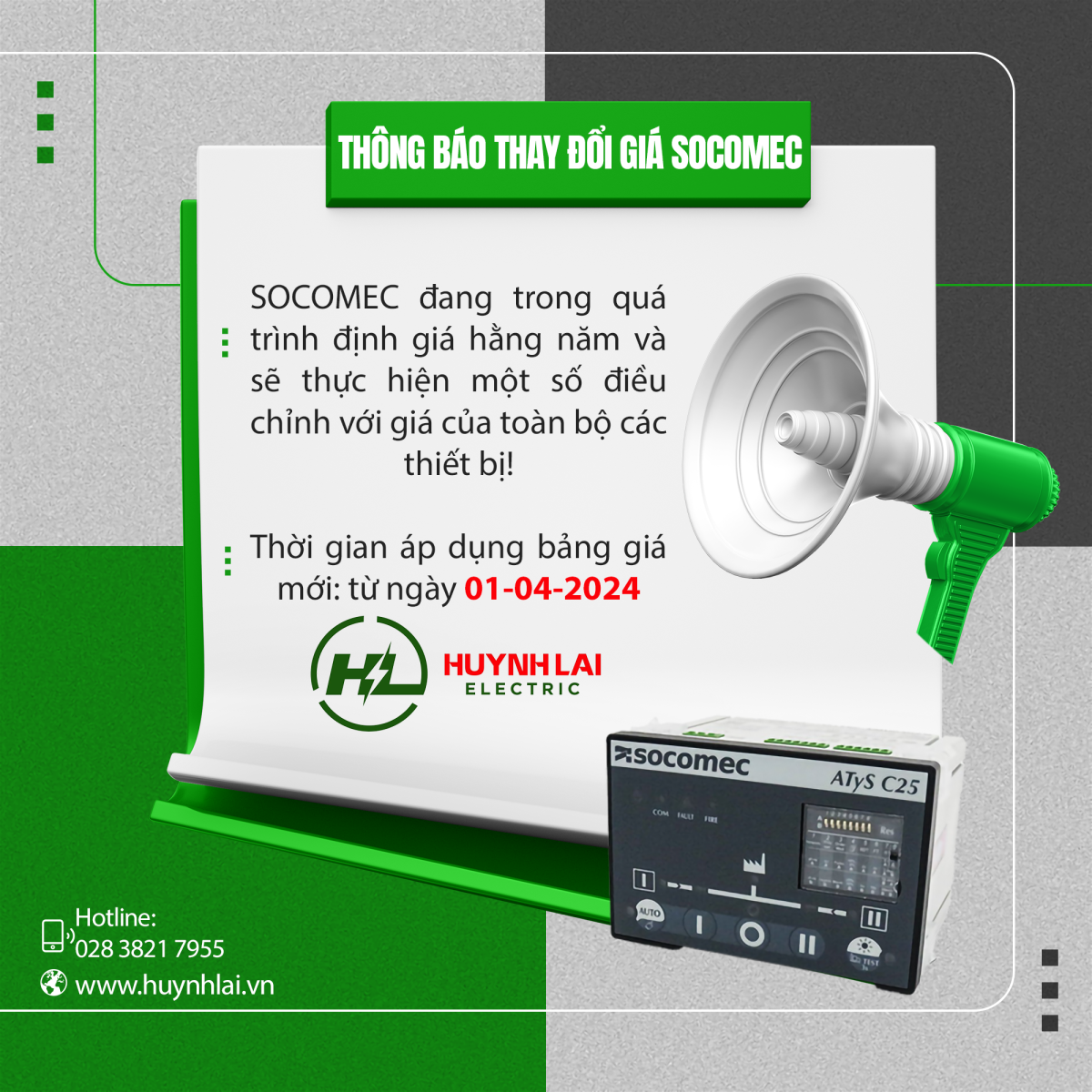 thông báo tăng giá socomec