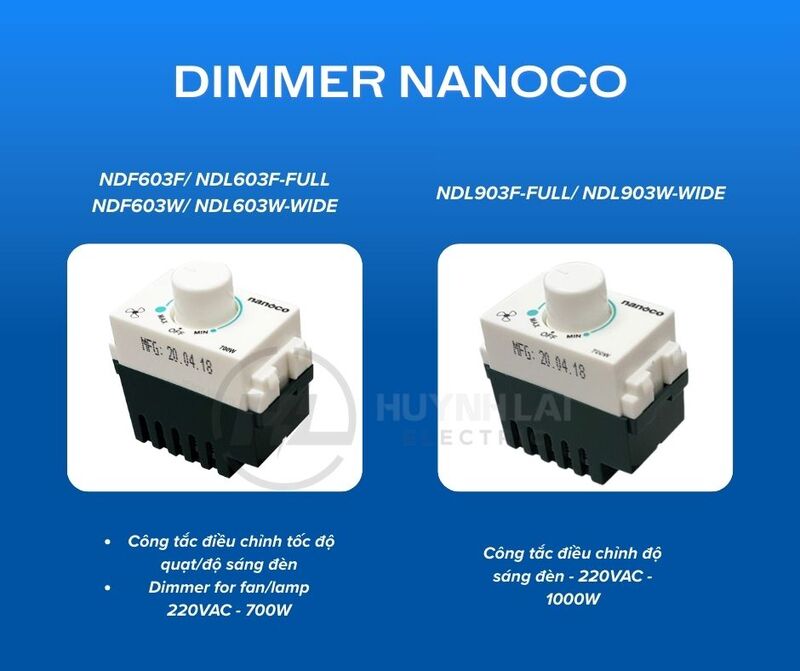 Dimmer Nanoco điều chỉnh độ sáng của bóng đèn